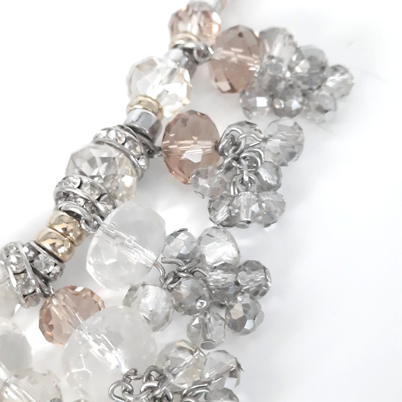 TALBOTS Crystal Bead Cluster Silver Tone Elegant Necklace 17" + 3" Glam Sparkle - Picture 3 of 6